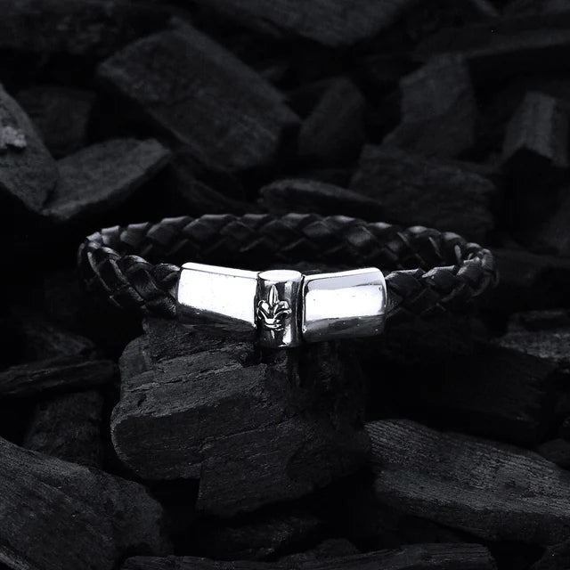 Silbernes Lederarmband PLAIN mit langer Lilie 10