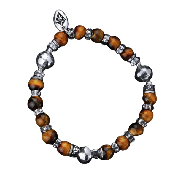 Armband aus Silber und Perlen mit FACETTIERTEN SILBERKUGELN auf Kautschuk