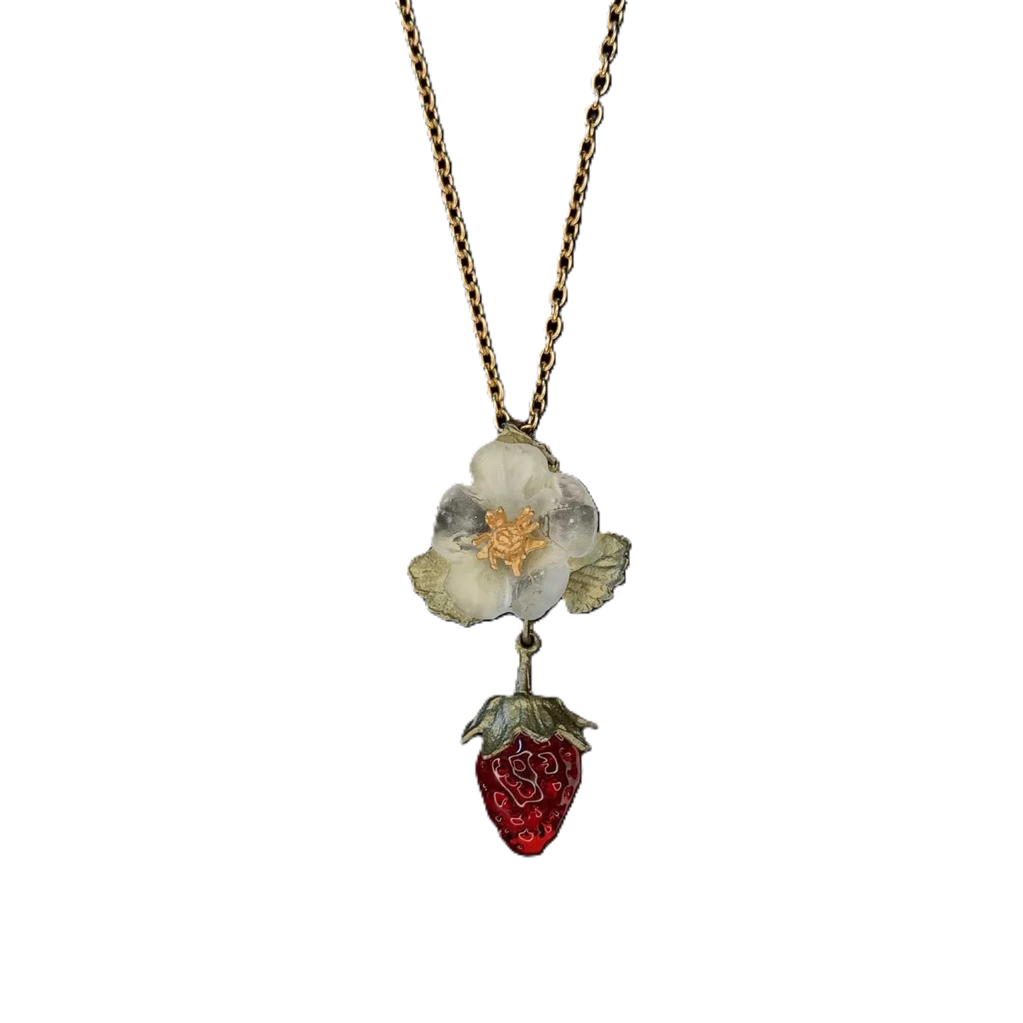 Halskette Erdbeere mit Blüte