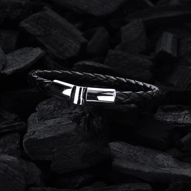 Silbernes Lederarmband Plain Jointlock 6