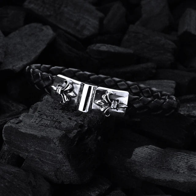 Silbernes Lederarmband Plain LILY Jointlock 10