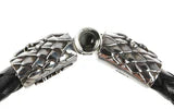 Silber-Lederarmband LILY und DRAGON SCALES Silber Jointlock plus Steine 13
