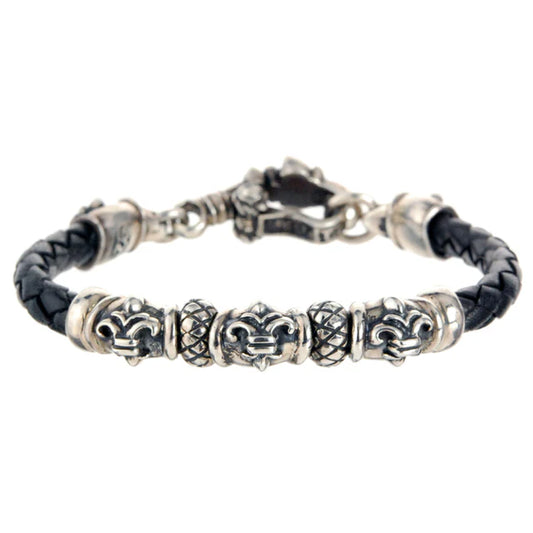 Silber-Lederarmband LILY Verschluss mit Lily Tubes für 6mm Leder