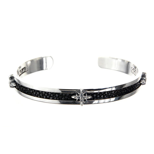 Silberarmreif SEARAY Lederstreifen mit LILIEN