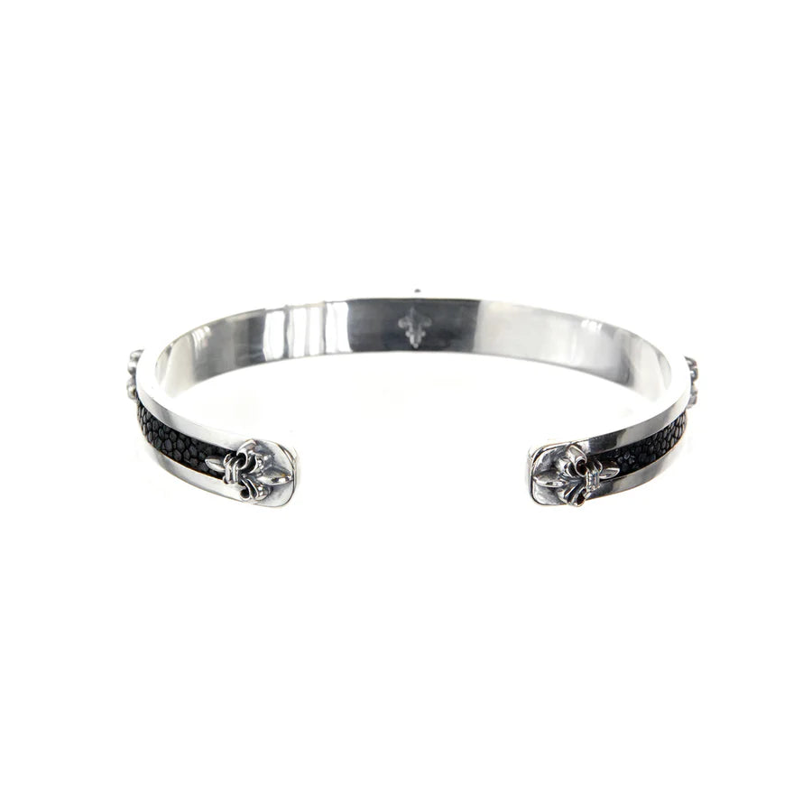 Silberarmreif SEARAY Lederstreifen mit LILIEN