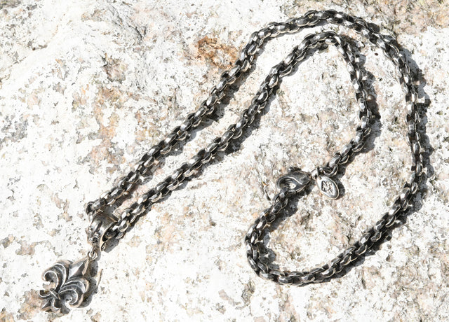 Silberne Halskette PEA s Kette S rau facettiert