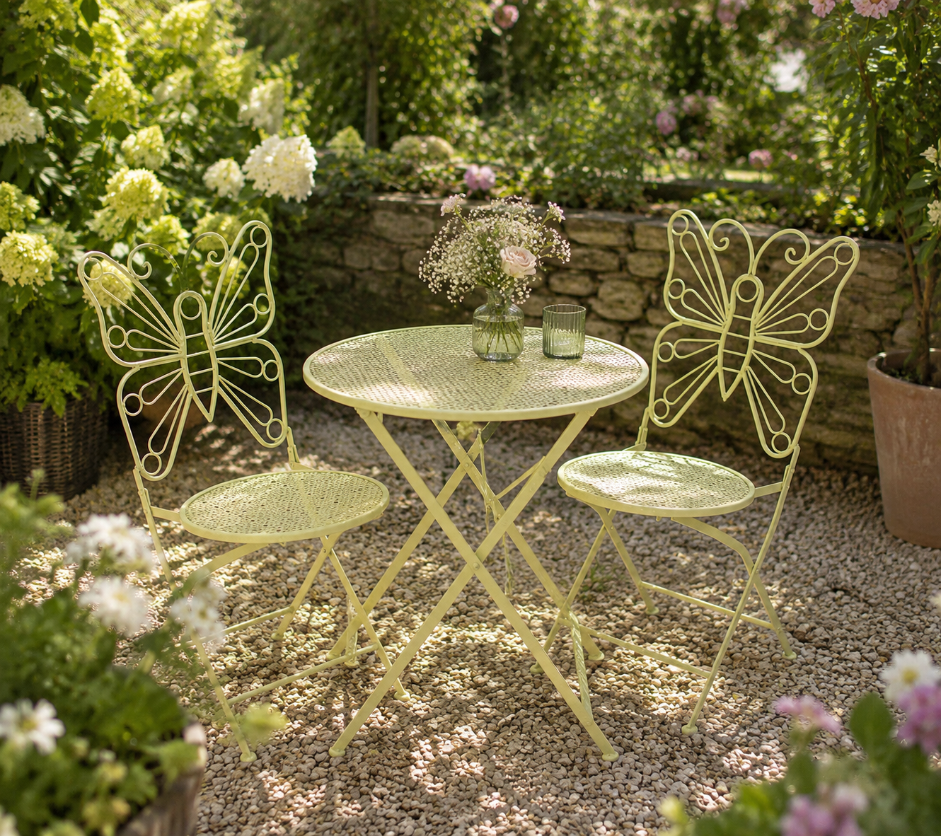 TISCH- UND STUHLSET PAPILLON S/3 für Frühling und Sommer