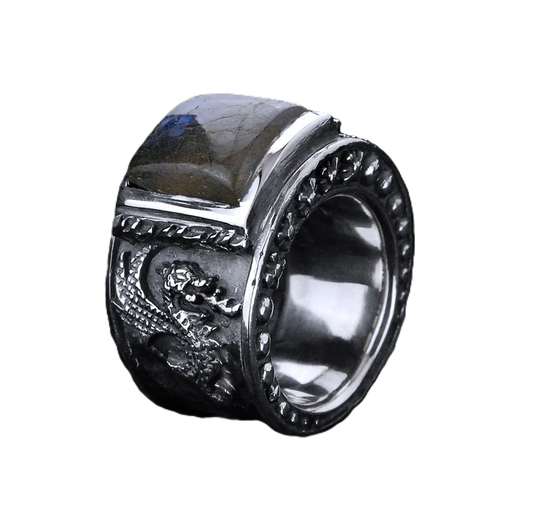 Silberring DRAGON FIRE Band und Care´Steinhalter