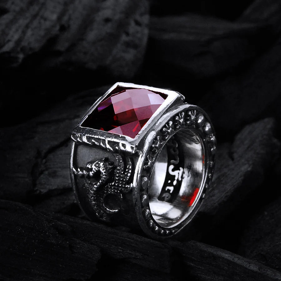 Silberring DRAGON FIRE Band und Care´Steinhalter