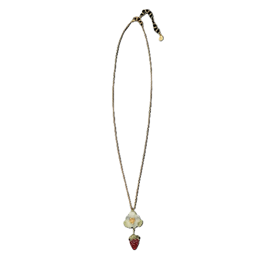 Halskette Erdbeere mit Blüte