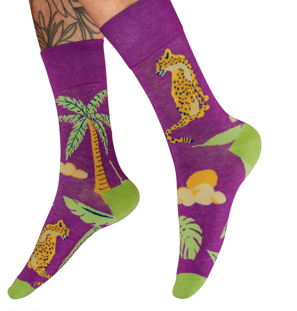 Männer Socken - Chilled Cheetah in Lavender