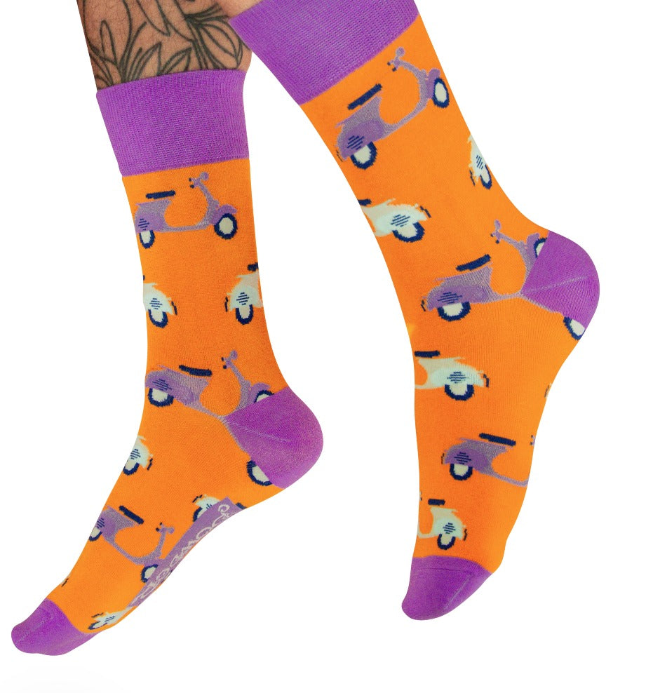 Männer Socken- Vintage Vespa in Tangerine